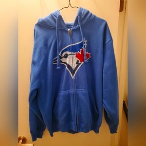 Toronto blue jays logo zip up size large blue color hoodie